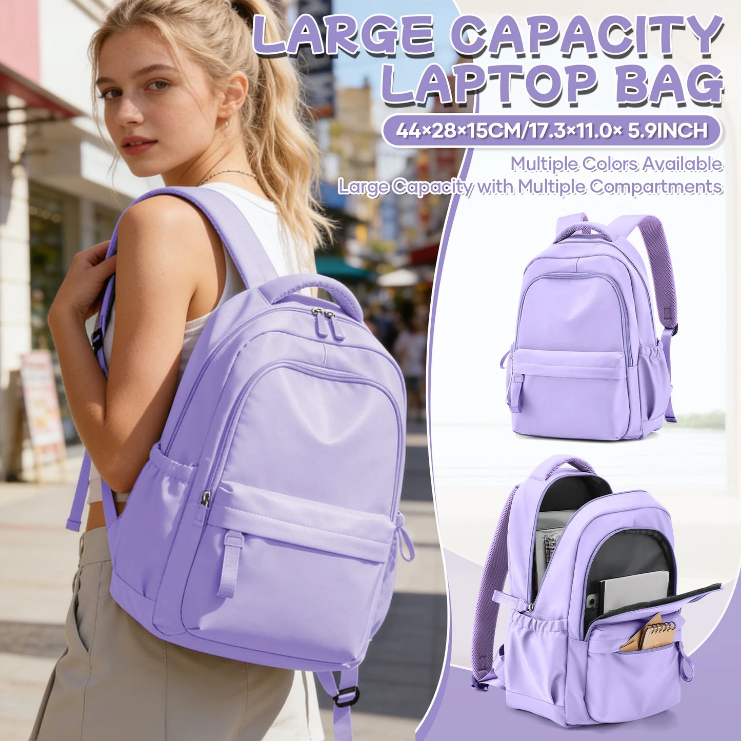 School Backpack For Teen Girls,Waterproof Casual Bookbags,Lightweight Travel Daypack,Basic Laptop College Backpack For Women