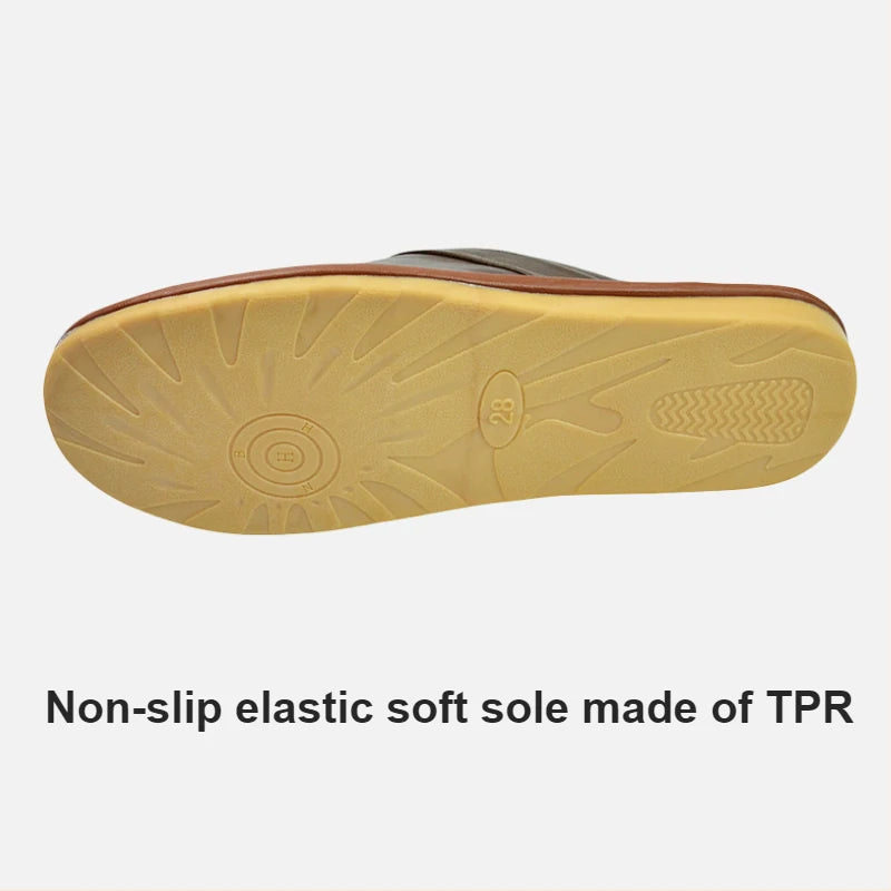 Soft Sheepskin cow Leather Slippers Homes in indoor slipper Spring Autumn men women elderly non-slip casual single shoes summer