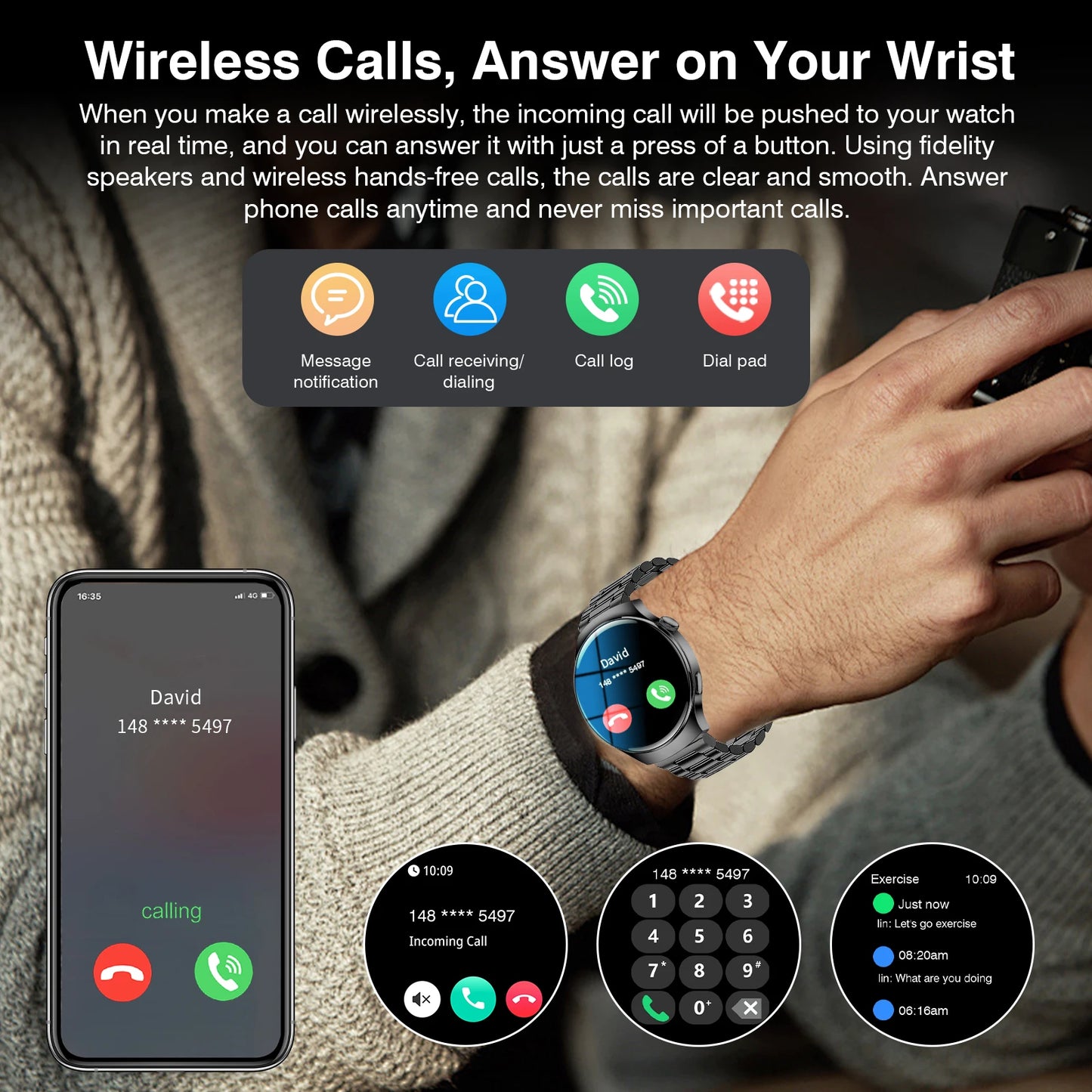 Smart Watch, 1.5 " Smartwatches for Men (Answer/Make Calls), Sports Modes with Fitness Tracker Watch, Life Waterproof Activity