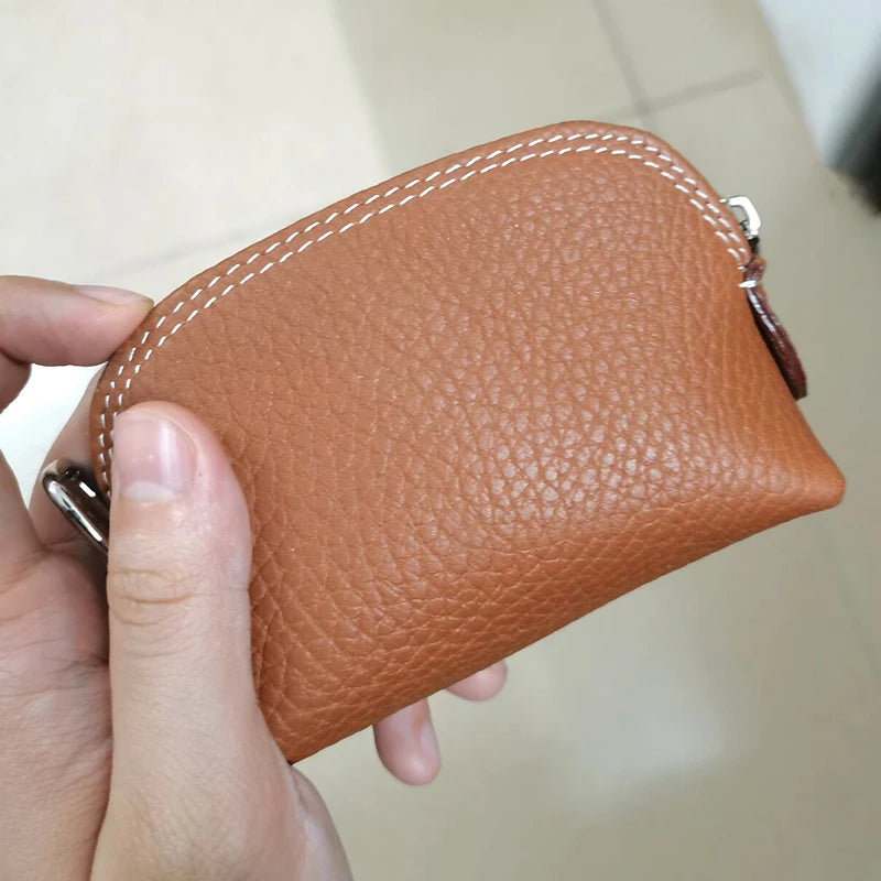 Genuine Leather Woman Coin Purse Luxury Fashion Custom Letter Pouch Mini Key Wallet Luxury Design Earphone Storage Cosmetic Bag