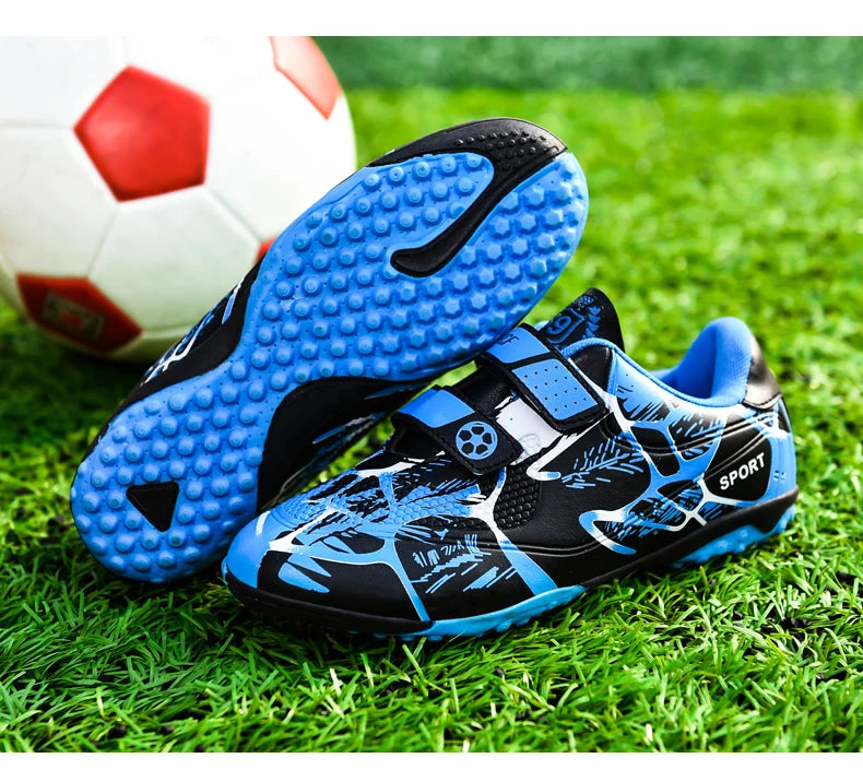 Kids Soccer Shoes HOOK&LOOP Football Sports Shoes Boy Outdoor Non-Slip Training Shoes Child Lightweight Children's Soccer Cleats