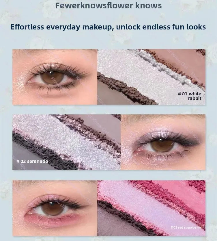 Flower Knows Bunny Garden Collection 6-color  Eyeshadow Palette Rabbit Face Palette Shimmer Matte Satin Makeup Cosmetics