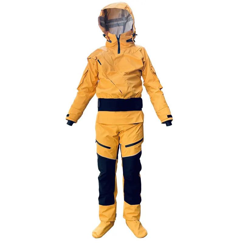 Front Entry Waterproof Full Drysuit Detachable Hooded Dry Suit Clothing for Kayaking Paddling Rafting Canoeing Sailling Kitesurf
