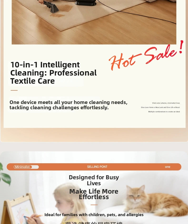 Handheld Fabric Steam Cleaner Multi-Purpose Upholstery Washer for Sofa, Curtain & Mattress 1500W High-Pressure Spray & Suction