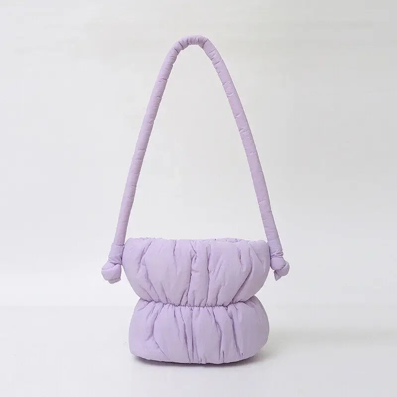 Nylon Bucket Bags Women Casual Designer Handbags Down-Filled Cotton Shoulder Bag Pleated Crossbody Bags Fashion Underarm Bag