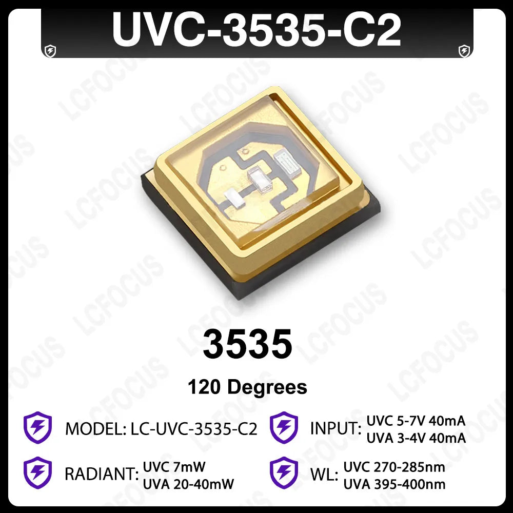 Deep UV LED Ultraviolet Lamps UVC 280nm UVB 300nm UVA 395nm Ultra Violet Chip Diodes 3535 SMD For Water Air Virus Sterilization