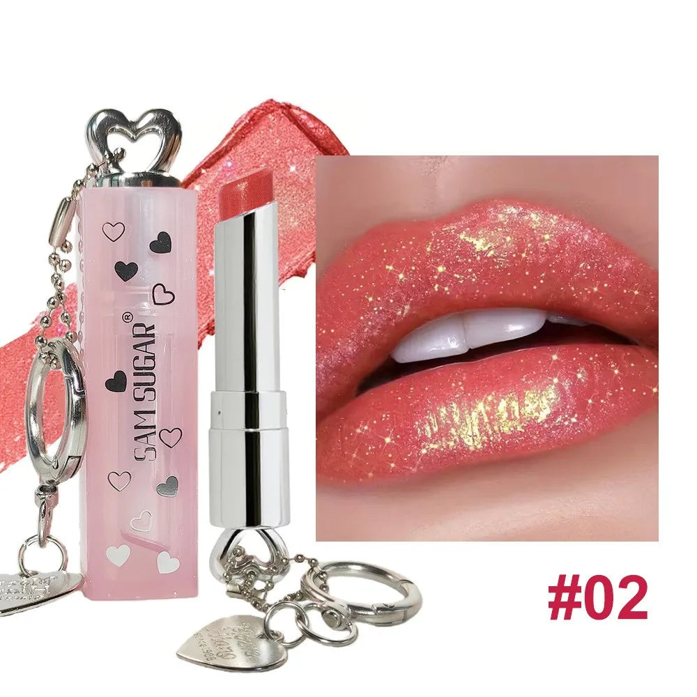 Pearl Love Pendant Sparkling Velvet Lipstick Metal Waterproof Long lasting Matte Diamond Lipgloss Women's Cosmetics