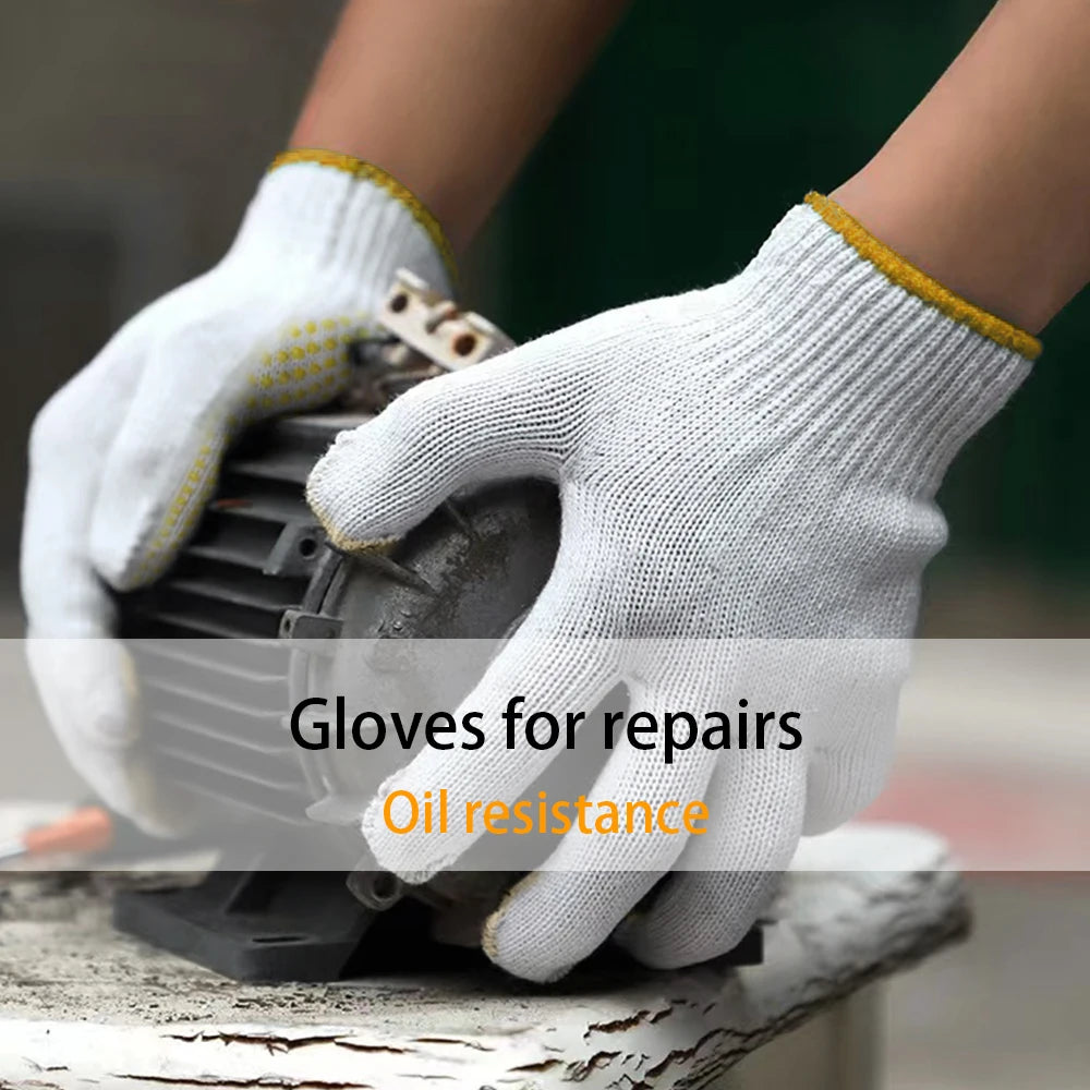 1/5/10 Pairs Labor Insurance Gloves Protective Work Gloves Home Wear-resistant Gardening Glove Tool Anti-slip Glue Dot Glove