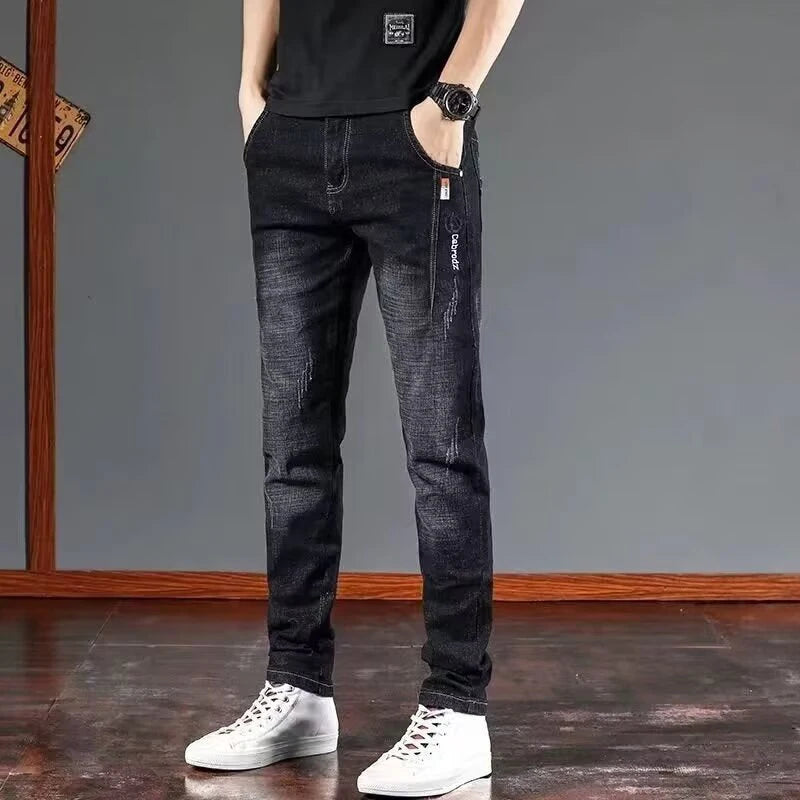 Spring Autumn Men Daily Versatile Denim Pants Male Wear-resistant Retro Wash Denim Trousers New High Quality Brand Casual Jeans