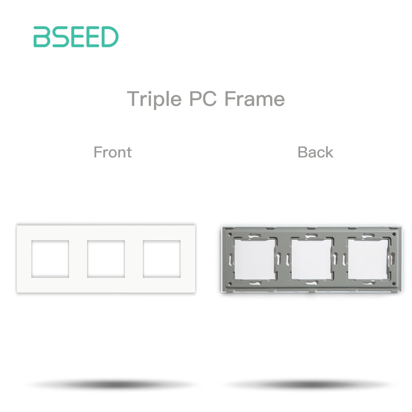 BSEED Only Plastic Frame Panel Single Double Frames Wall Socket Triple Four Frames DIY Part with Metal Frames White Black Golden