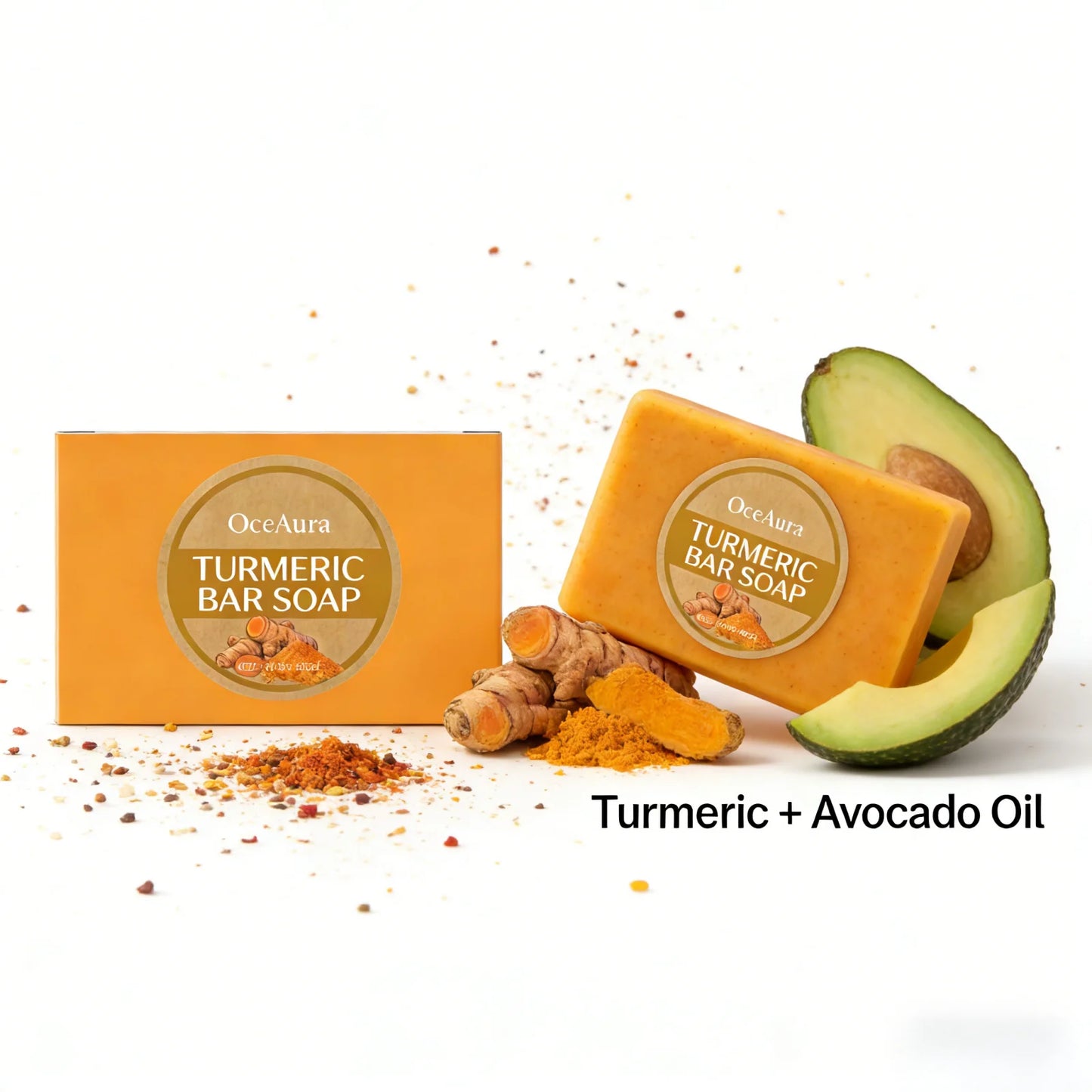 Turmeric Soap Bar Professional Skin Cleaning Oil Control Moisturizing Skin Brightening Smooth Body Care Shea Butter Shower Soap