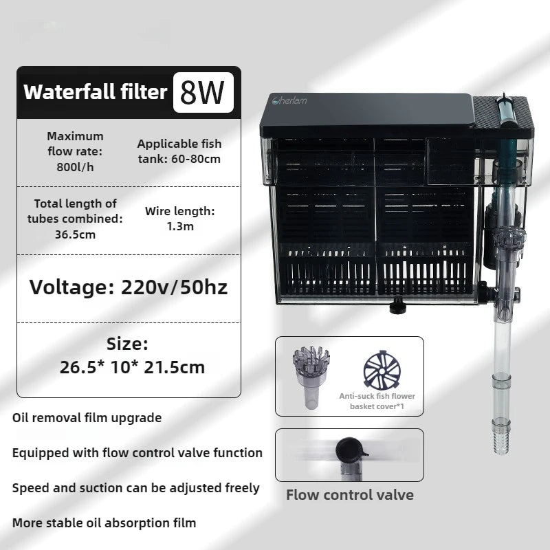 Fishbowl Filter Aquarium Circulating Filters Water Pump Fish Tanks Wall-mounted Waterfall Filters Small Household Filter System