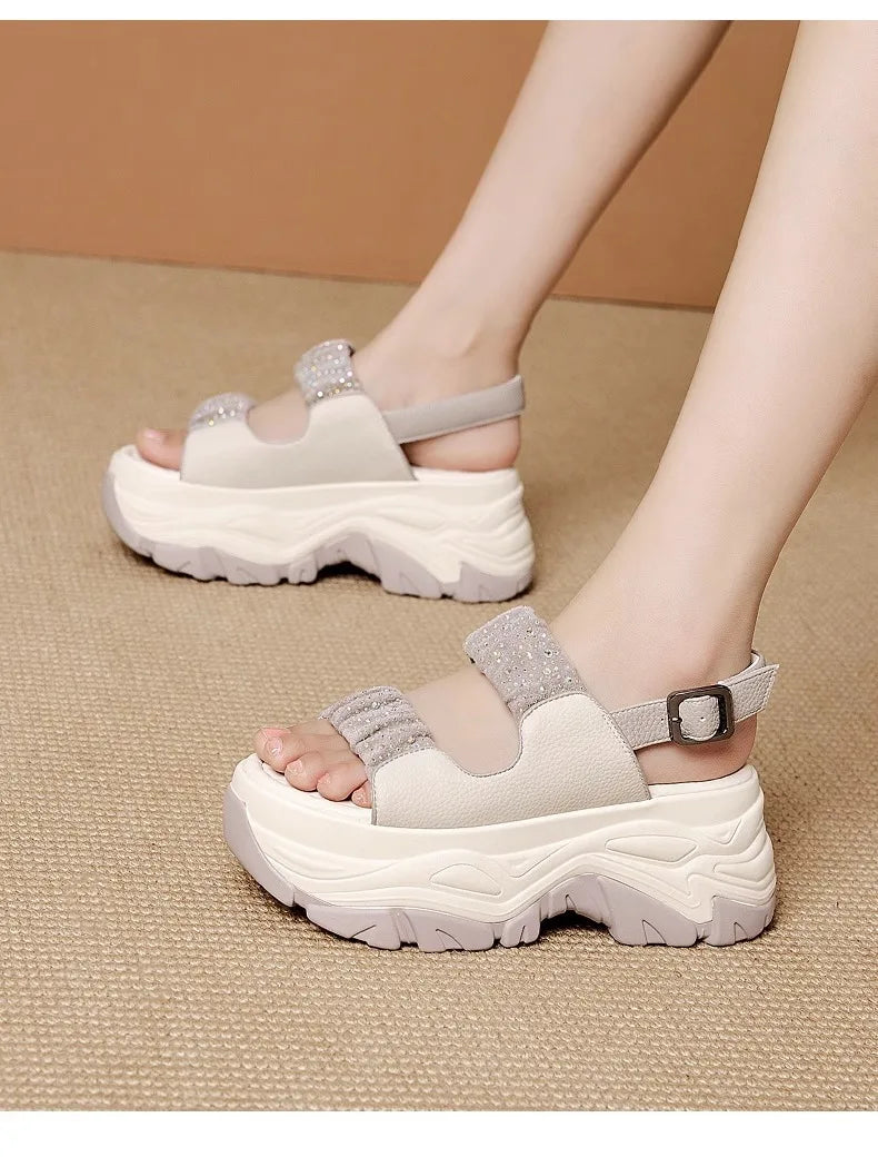 Modern Wedges Sandals For Women's Summer New High Thick Sole Sandals female height Increasing Shoes Woman Ladies Platform Shoes