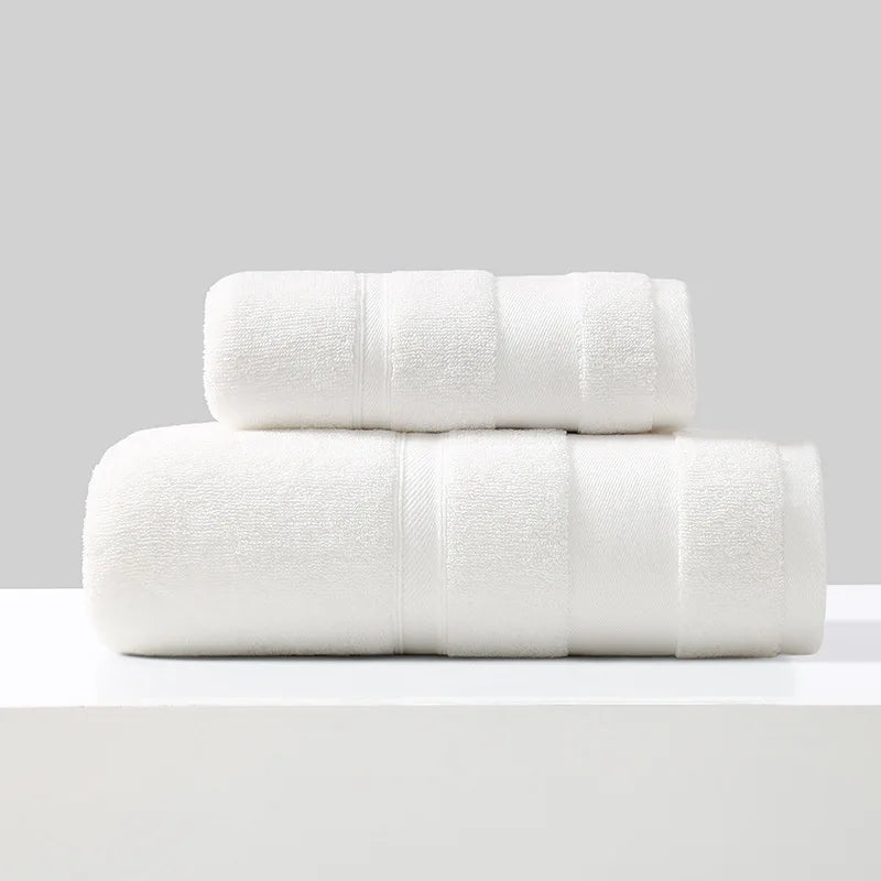 Battilo Cotton Bath Towel Soft Absorbent Face Hand Towels Luxury Hotel Spa Bathroom Towel Solid Beach Towel 2Pcs Bath Towel Set