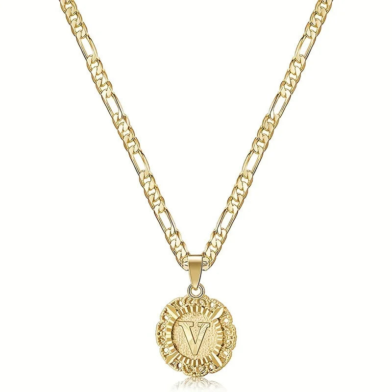 26 letter pendant necklace, round trendy and versatile women's collarbone necklace, jewelry gift
