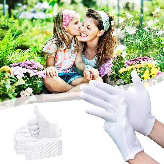 12 Pairs Cotton Gardening Gloves Wear-Resistant Ventilate Work Protection Antiskid Comfortable White Gloves Natural And Soft