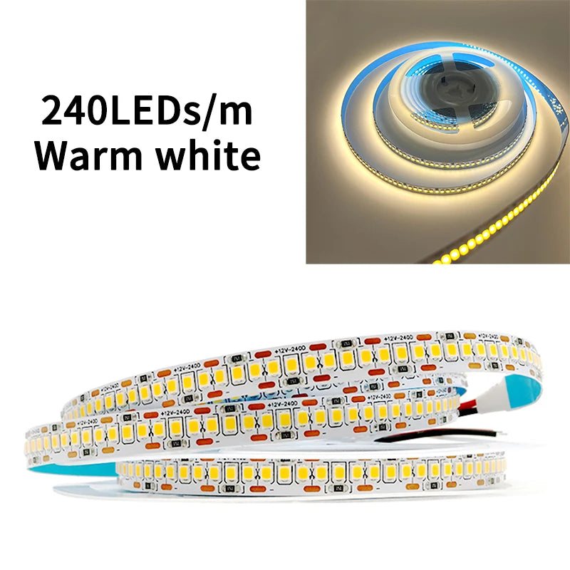 5m DC12V LED Strip light SMD 2835 120LED/m 240LED/m Self Adhesive Flexible Strip Ribbon Home Decor Light Kitchen Lighting