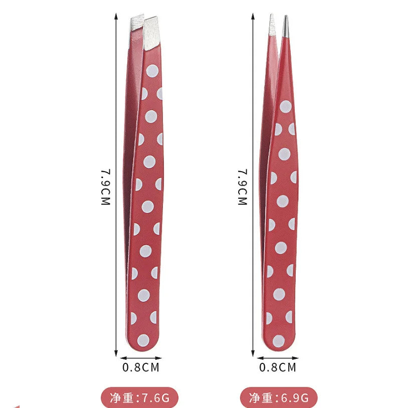 Mini Hair removal tweezers Stainless steel eyebrow Shaper Facial Hair remover Powder Point Flat tip Tilt face makeup Beauty tool