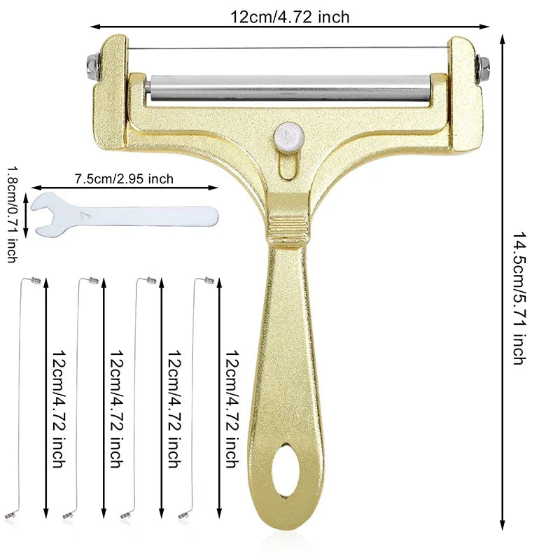 Cheese Slicer & Cheese Cutter - Adjustable Stainless Steel Wire Cheese Cutter With 4 Extra Wires