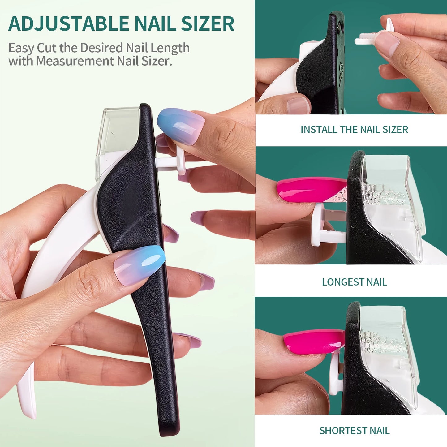 Nailpop Nail Clippers for Acrylic Nails Cutter False Nail Tips Clipper Stainless Steel Blade Manicure for Salon Home Nail Art