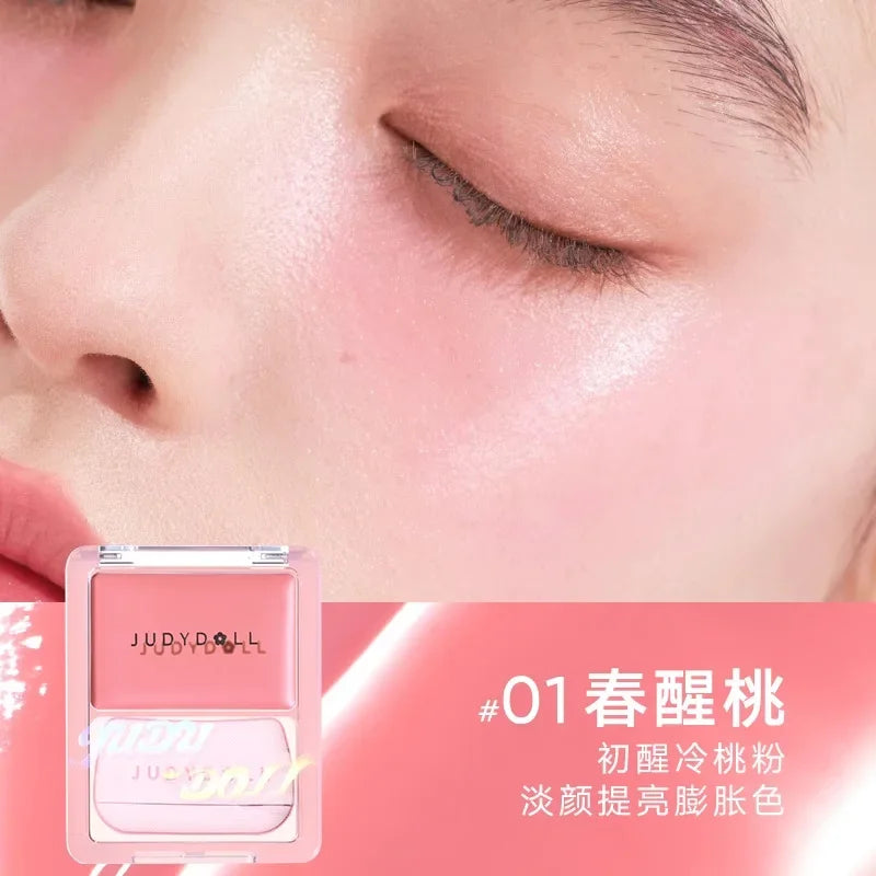 Judydoll Water Light Cream Hydrating Blush Multi Purpose Moisturizing High Light Expanding With Puff Long-lasting Face Makeup