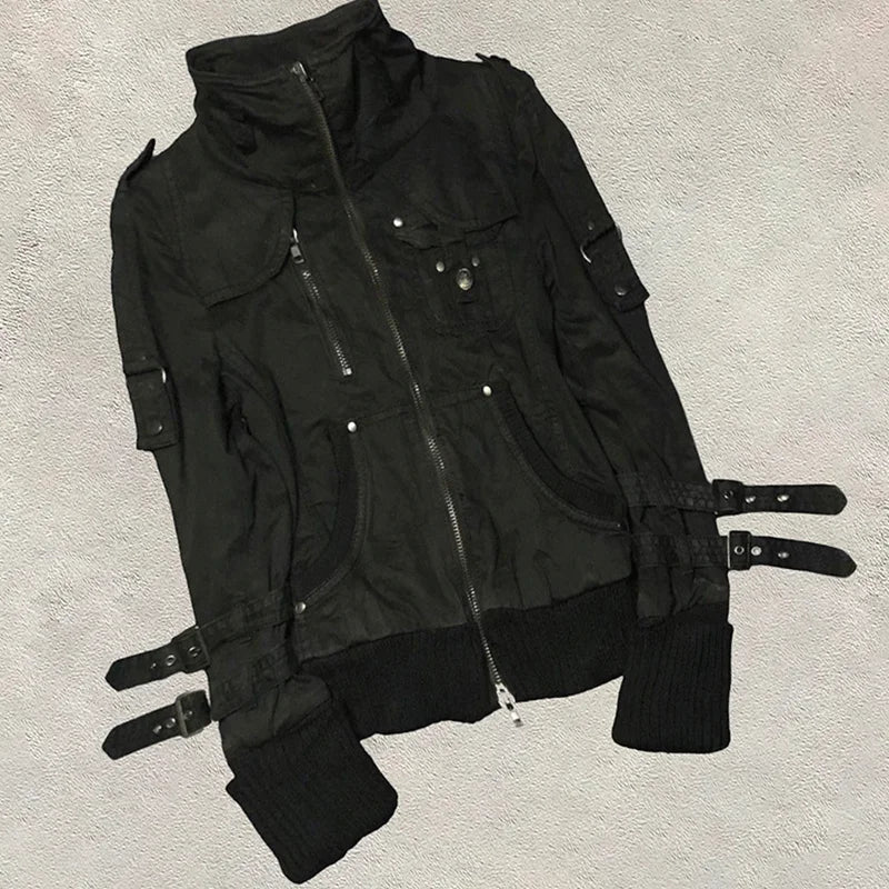 Goth Hoodies Y2k Clothing 2000s Vintage Women Punk Zipper Winter Hooded Korean Streetwear Harajuku Sweatshirts Girl Sweet Hoody