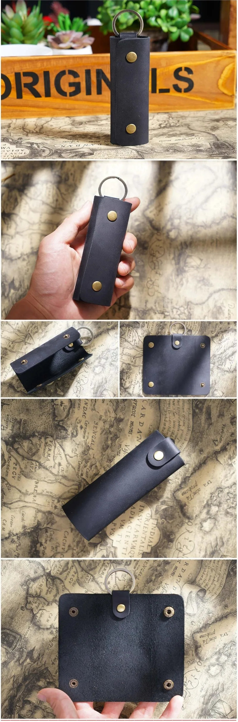 Genuine Leather Key Holder Small Home Keys Storage Bag Minimalist Key Ring Pouch Cow Leather Personalized Key Organizer Wallet