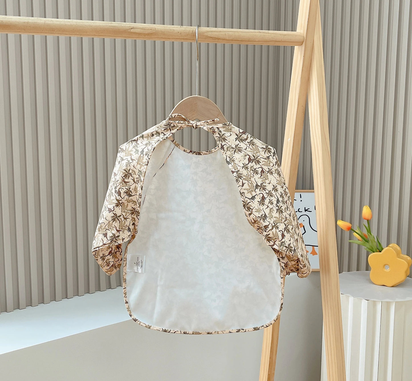 Baby Feeding Bib Long Sleeve Baby Boy Girl Cute Cartoon Print Bib Apron Easy Clean Kids Waterproof For Babi