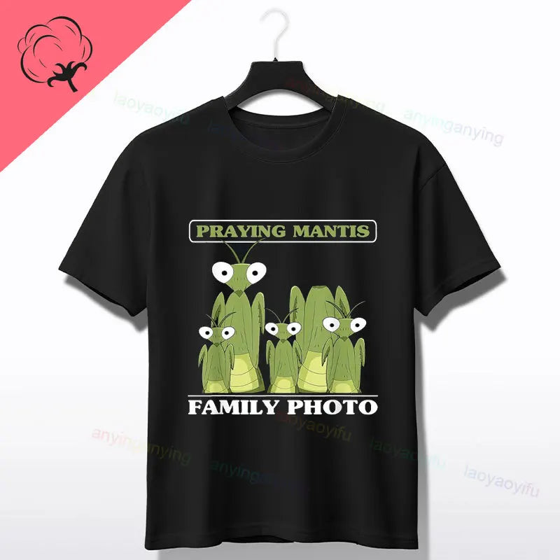 Praying Mantis Insects Bug Love Praying Mantis- Retro T-Shirt 100% Cotton Short Sleeve O-neck Tee Humor Style Design Casual Wear