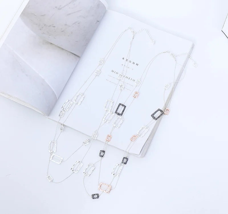 new necklace is popular in Europe and America, versatile peach heart exquisite women's long necklace, double-layer wome