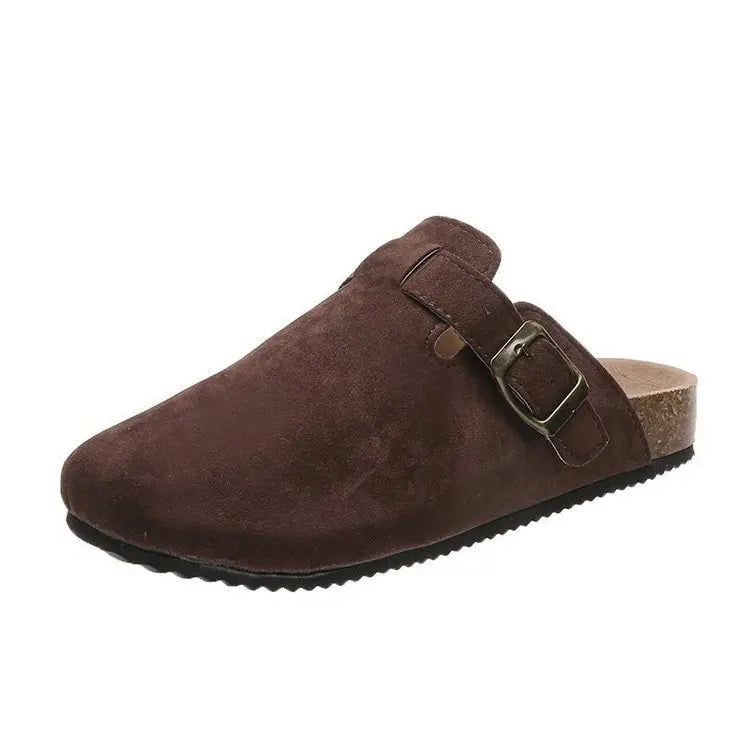 Cork Footbed Slippers For Women Men Fashion Clogs Leather Mules Female Home Street Shoes With Arch Support Indoor Outdoor Slides