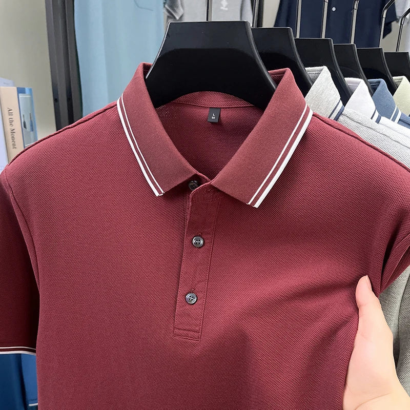 100% pure cotton men's polo shirt summer new fashion casual short sleeve comfortable luxury new simple solid color lapel T-shirt