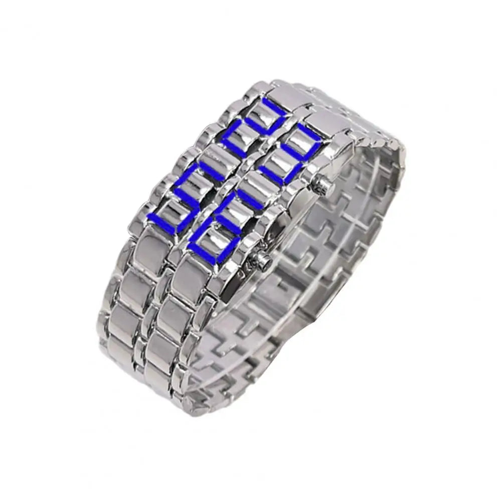 Men Digital Watch Large Screen Electroplated Men Watch Male Binary Steel Band Electronic Sport Watch Relogios Masculino