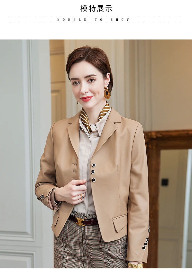 Leather Leather Clothing Women's 2025 Short Slim Jacket High Quality Sheepskin Women's Fashion Locomotive Autumn