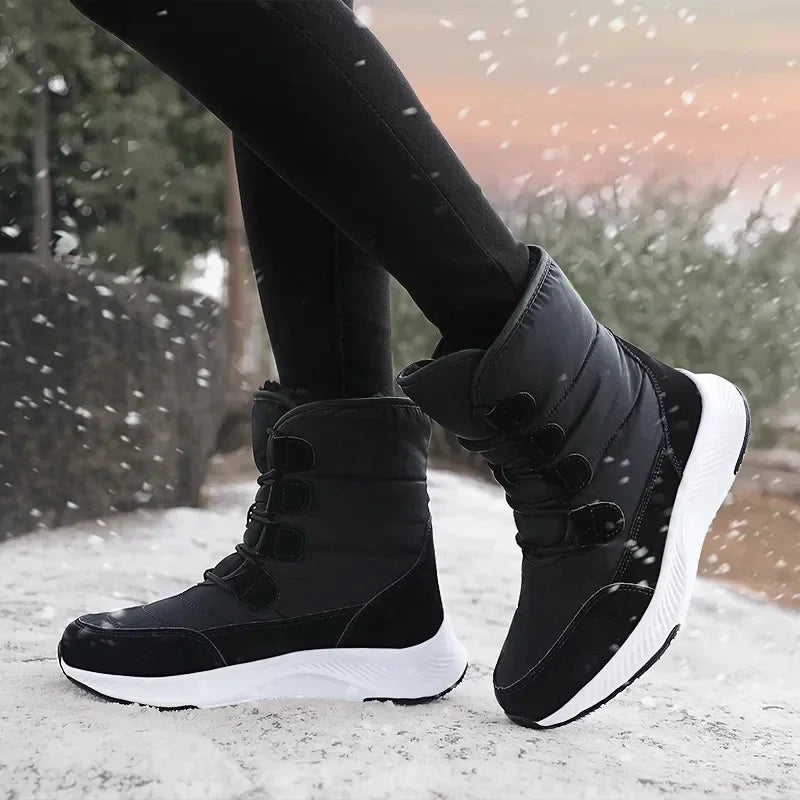 2026 Women's Shoes Winter Fashion Ankle Boots Women Keep Warm Female Lace Up Waterproof Boots Ankle Shoes Street Nurse Boots