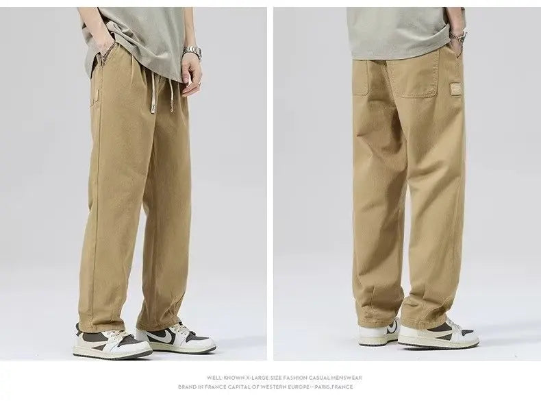 Spring Autumn Men's Loose Straight Leg Casual Sports Pants Trendy Brand Versatile Youthful Sle Long Pants Casual Trousers