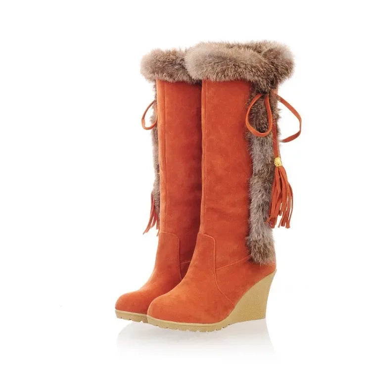2024 New Wedge Long Women Boots Australia Women's Shoes Platform Plush Winter Footwear Ladies Booties Thigh High Heels High Sexy