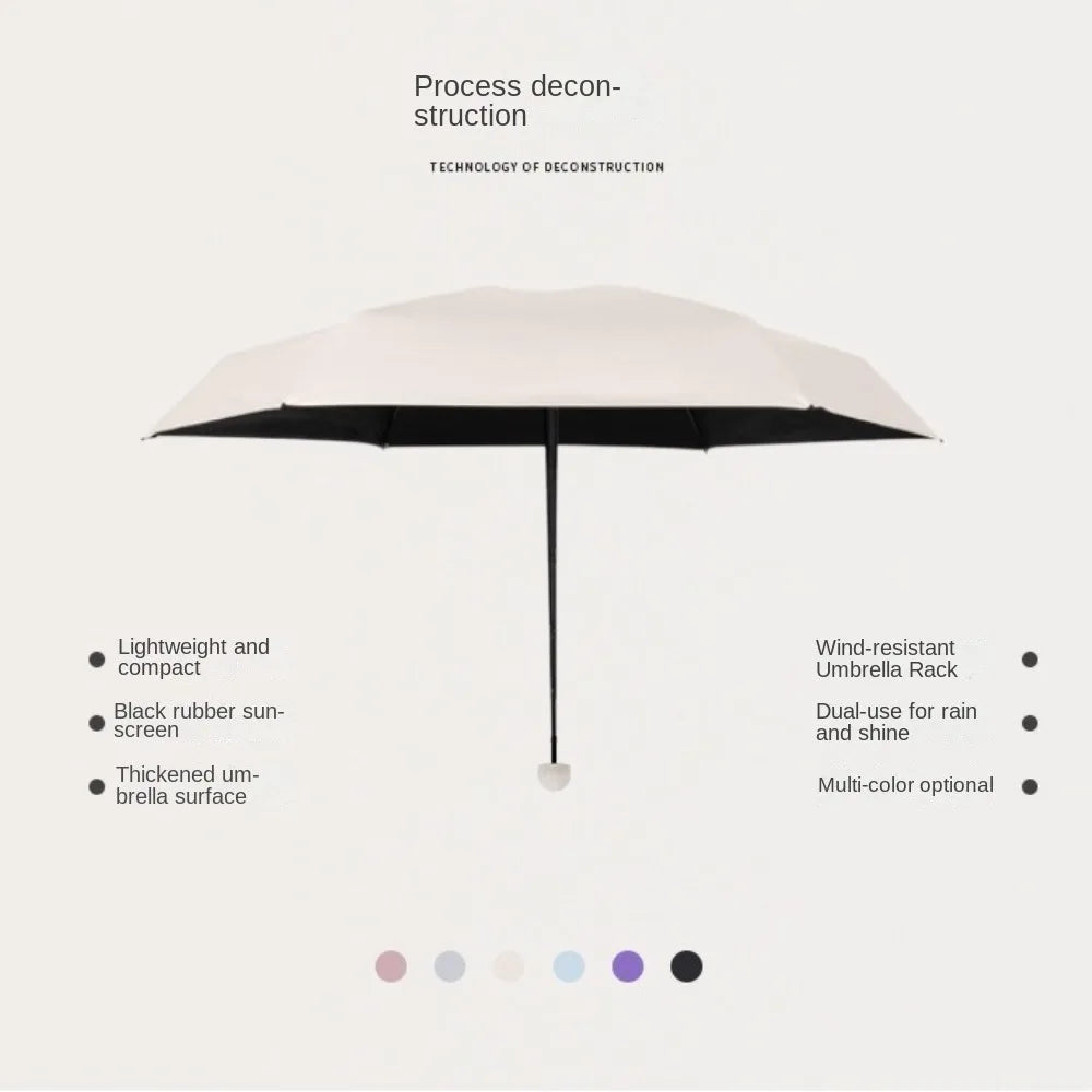 Mini Capsule Folding Umbrella Vinyl with Box Sun Rain Umbrella UV Sunshade Dual Use Protection Travel Accessoreis for Outdoor