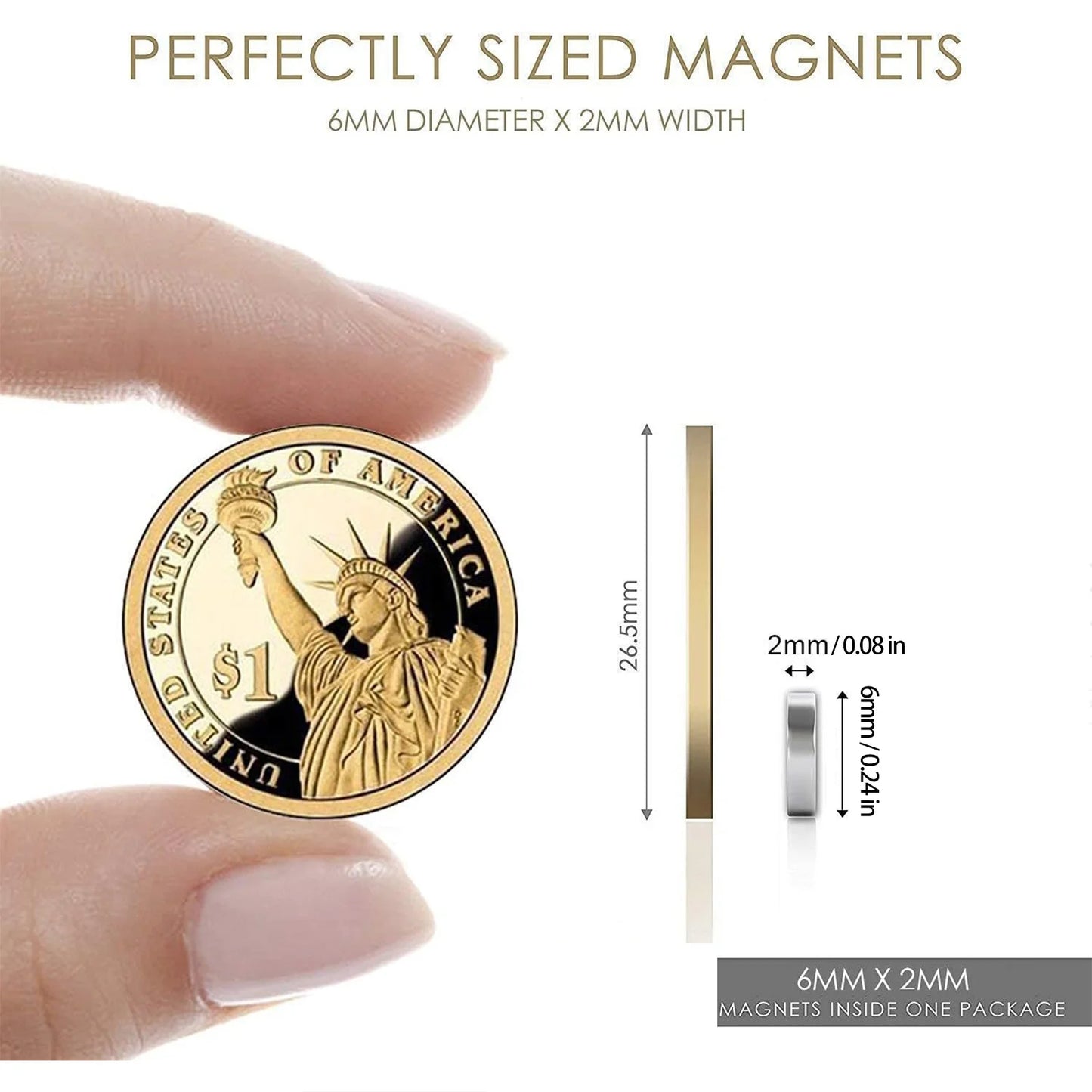 200 Piece 6x2mm Strong Round Magnets for Fridge, DIY, Building, Scientific, Craft, Education