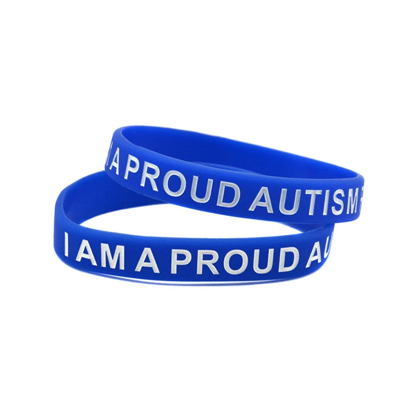 1 PC Autism Awareness Motivational Silicone Bracelet Blue Rubber Bangle I Am A Proud Autism Parent Wristband