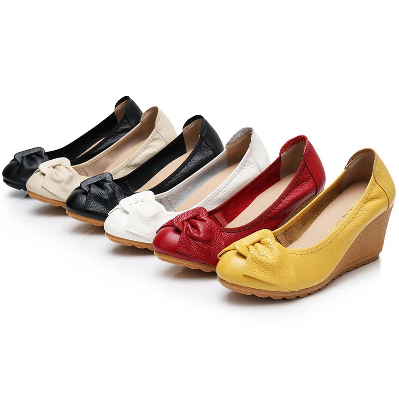 Women's Shoes New Fashion Genuine Leather High Heels Women Wedge Shoes Elegant Casual Woman Shoes Ladies Wedges Female Footwear