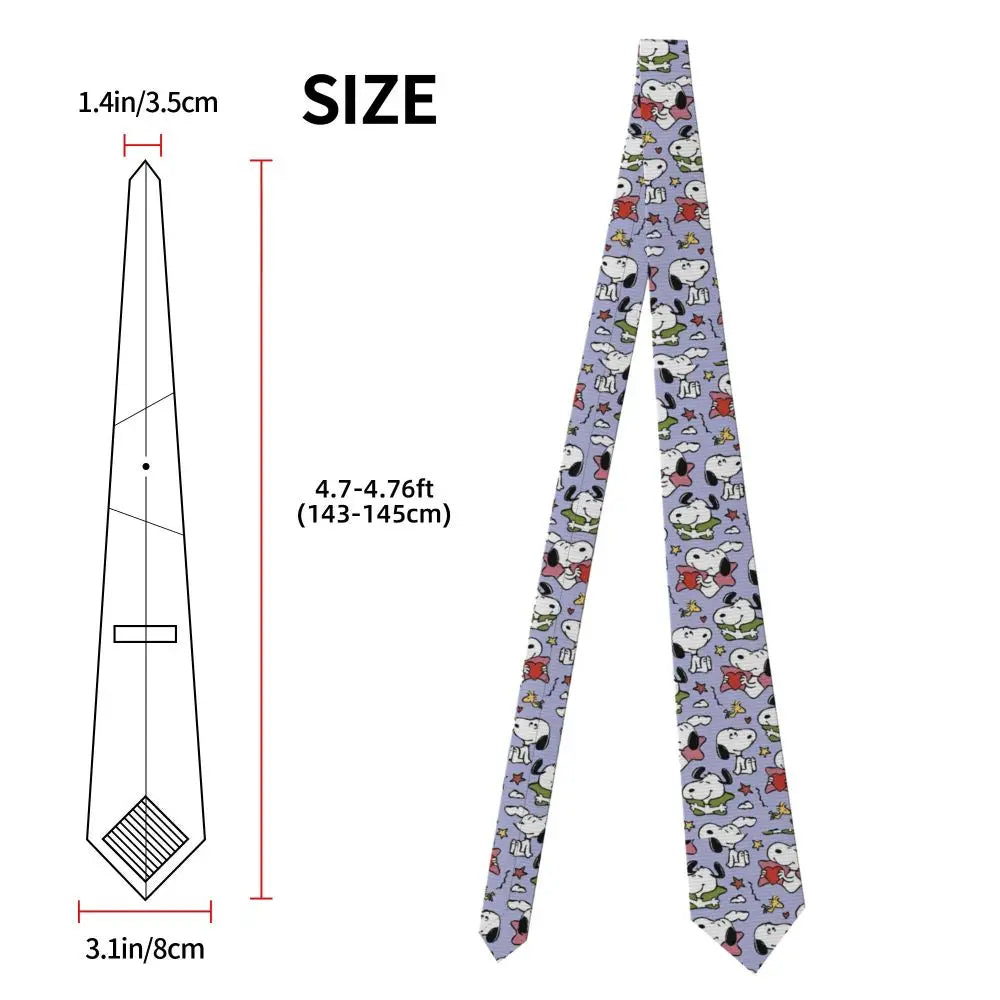 Snoopys & Woodstock Smile Giggle Laugh Neckties Silk 8 cm Neck Tie for Mens Shirt Accessories Cravat Wedding Accessories Office