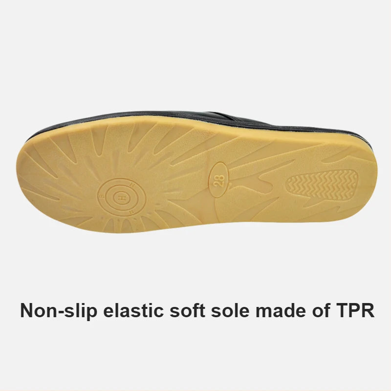 Soft Sheepskin cow Leather Slippers Homes in indoor slipper Spring Autumn men women elderly non-slip casual single shoes summer