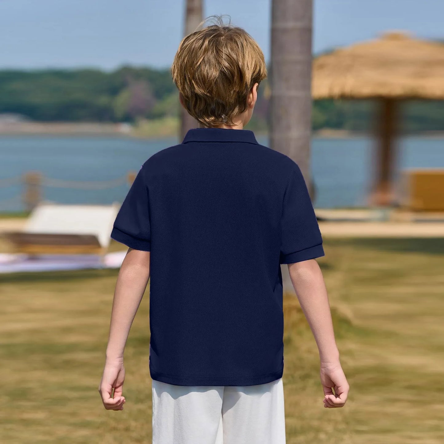 Polo Shirts Kids Basic Simple School Student Uniforms Class Uniforms Cultural Shirts Quick-Drying Turn-Down Collar for 6-11years