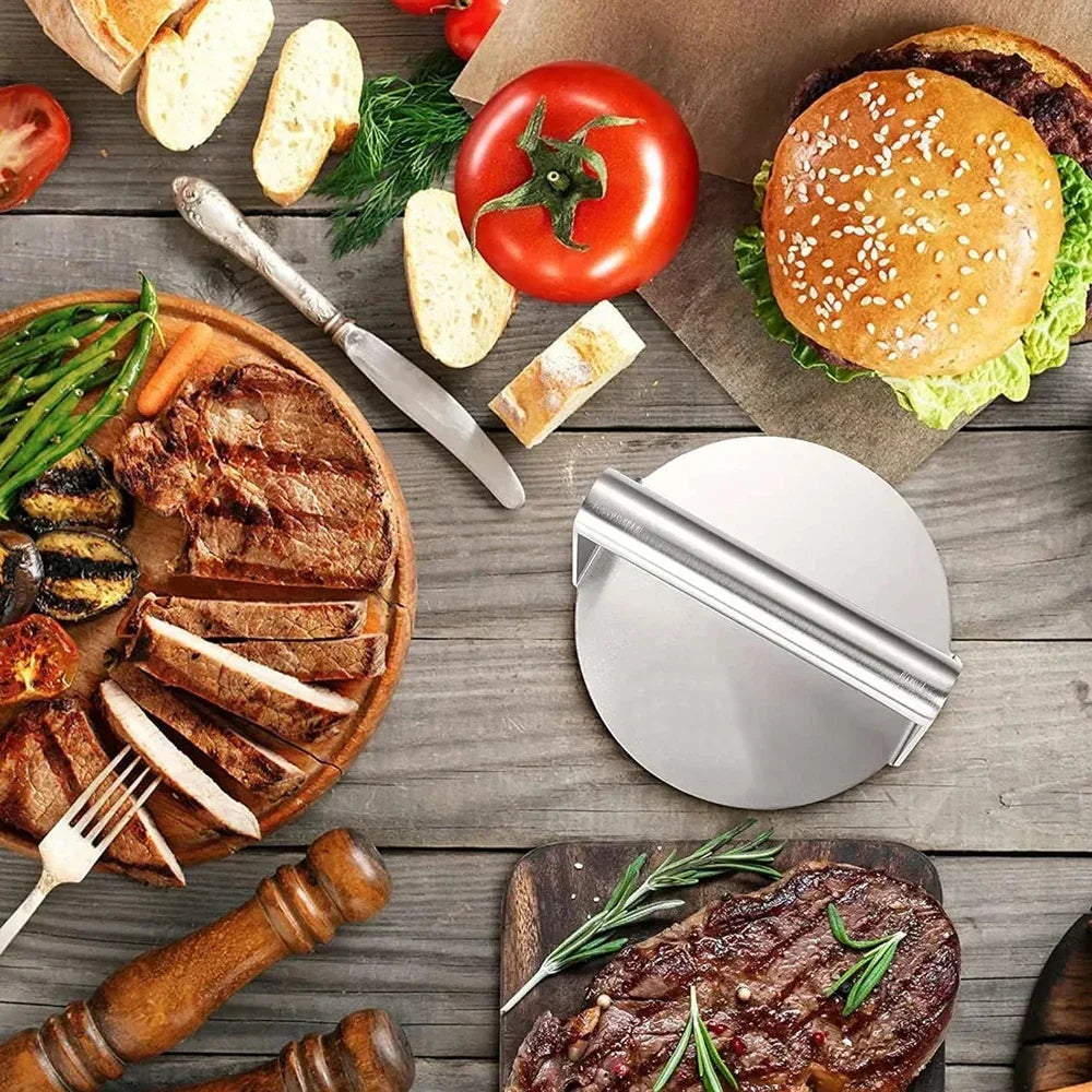 304 Stainless Steel Food Graded Smash Hamburger Presser Hamburger Patties Meat Masher Circular Meat Press Mold Burger Press
