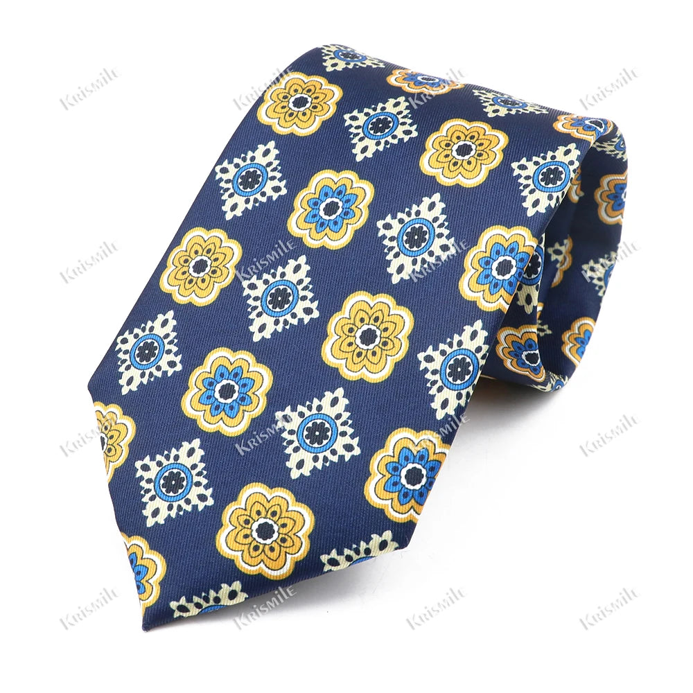 New Design Bohemian Style Necktie For Men Silk Touch Soft Blue Red Yellow Necktie Fit Wedding Party Business Office Accessory