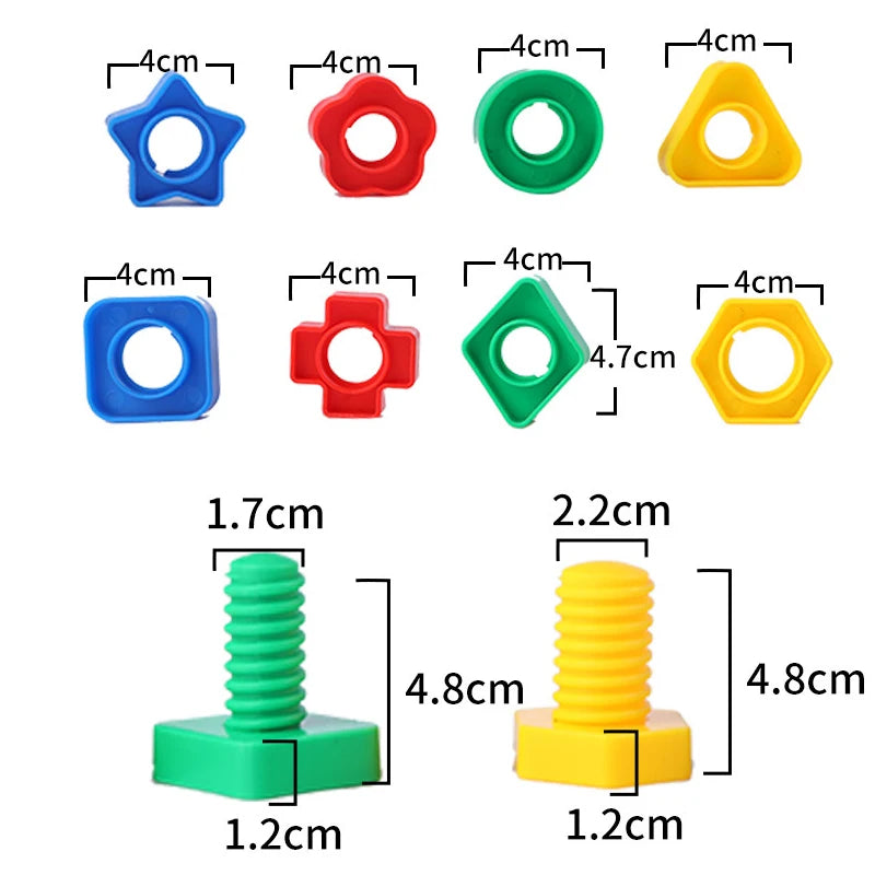 Montessori Education Jumbo Nuts And Bolts Toys Plastic Screw And Nuts Occupational Therapy Fine Motor Skills Development