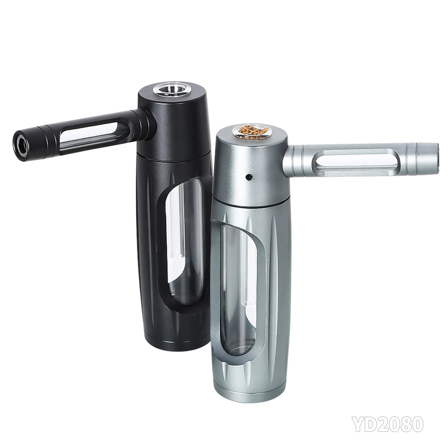 Portable Metal Smoking Pipe with 155mm Glass Bowls Dry Burning Grass Tobacco Pipes Hookah Shisha Pipa for Smoke Accessories