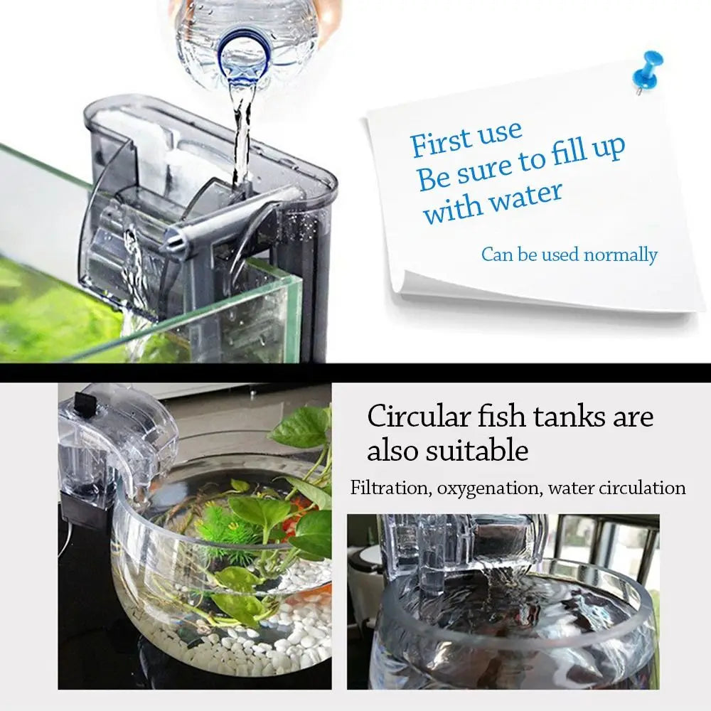 waterfall Fish tank filter 3 in 1 wall-mounted Waterfall Filter Box Silent Built-in Circulating Water Purifier for Home