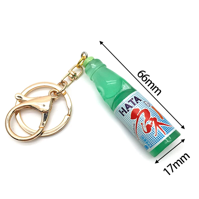 Japanese Ramune Soda Keychain Kawaii Food Charm Bag Pendant Cosplay Props Drink Keyring Accessory